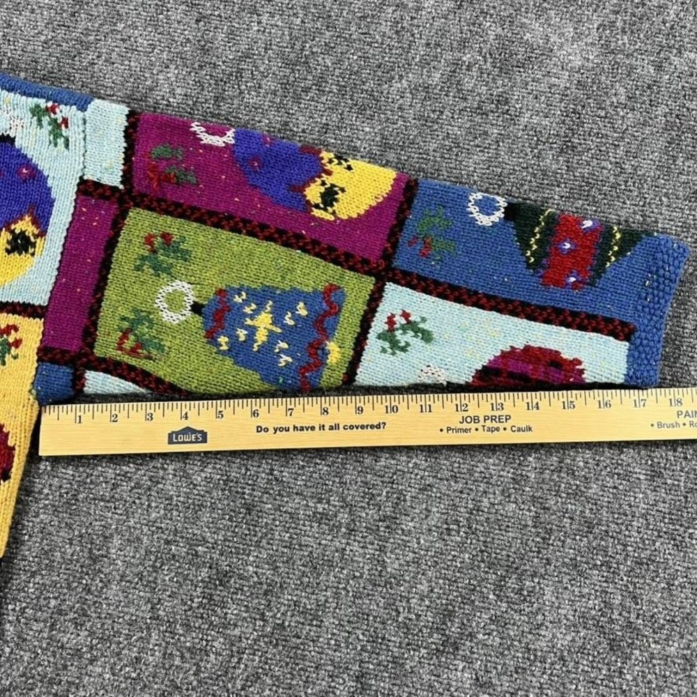 Vintage Talbots Cardigan Sweater Womens Medium Petite Hand Knit Christmas Ugly - Picture 7 of 10